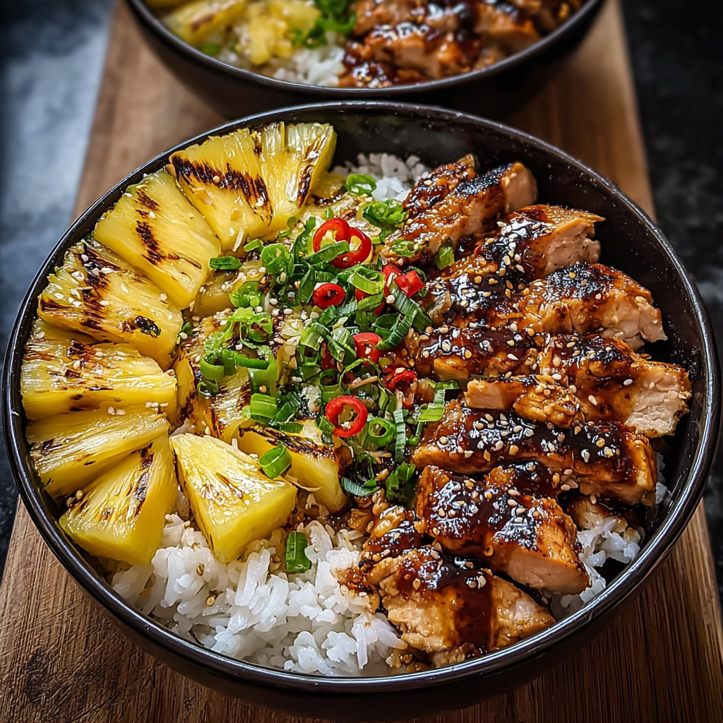 Teriyaki Chicken and Pineapple in skillet