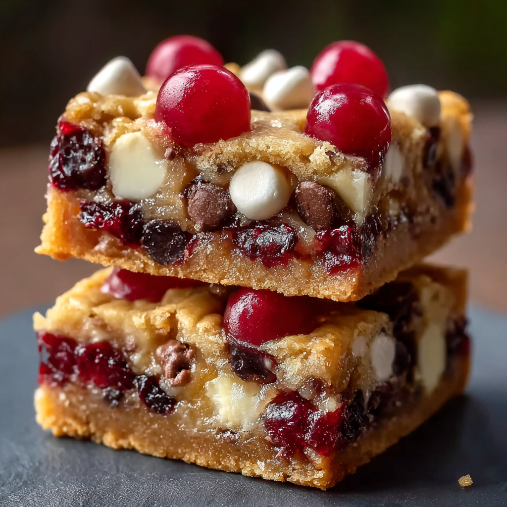 Close-up of a cut marshmallow and chocolate Christmas bar