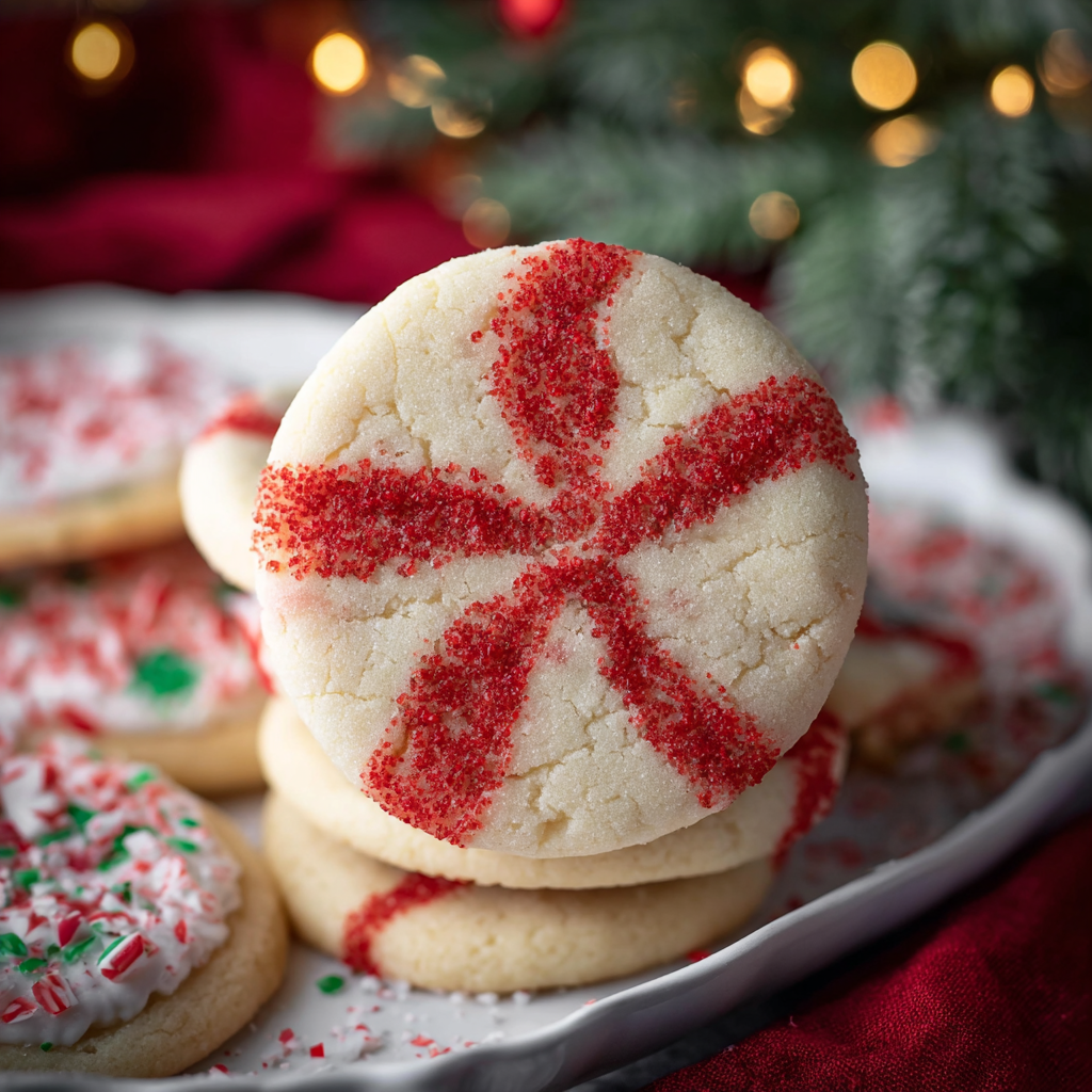 Peppermint swirl cookie close-up