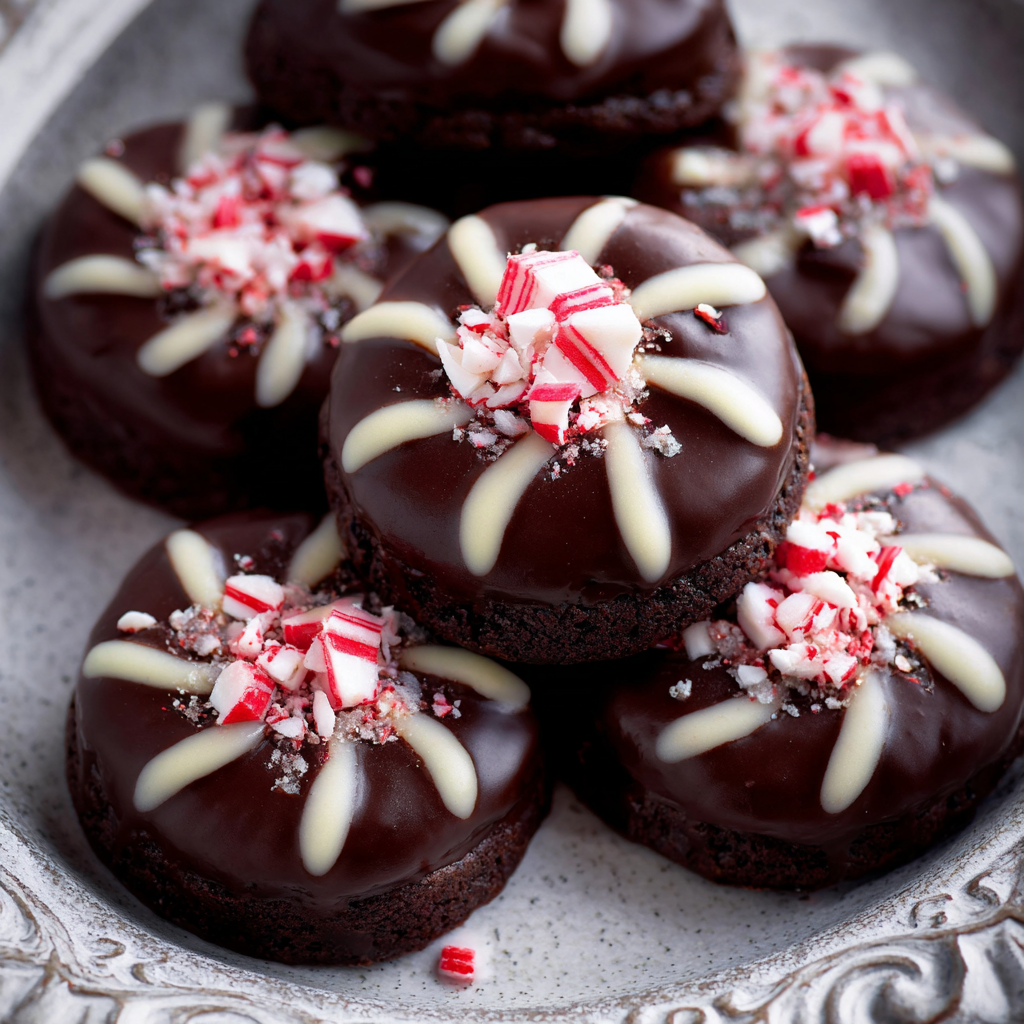 Chocolate peppermint blossoms on a cooling rack