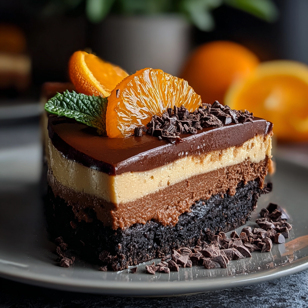 Close-up of cheesecake slice showing layers