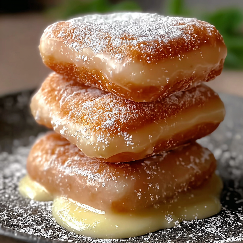 Close up of powdered sugar being dusted on beignets