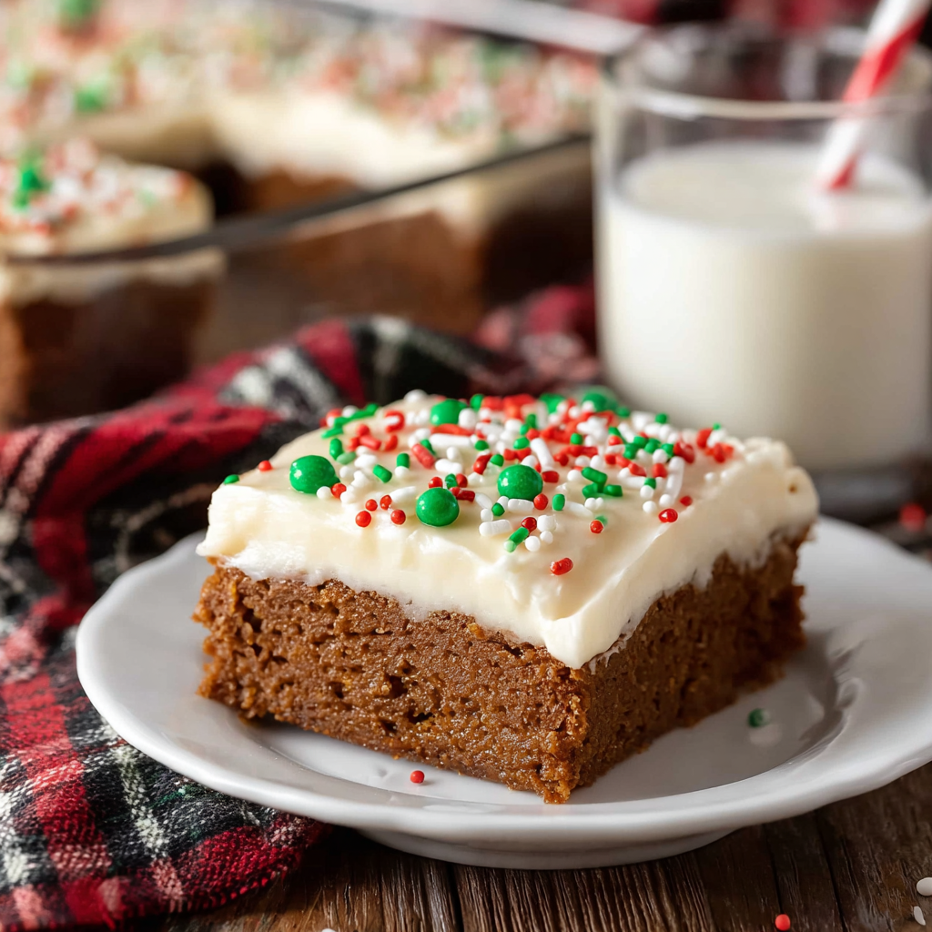 Gingerbread cookie bars in a pan