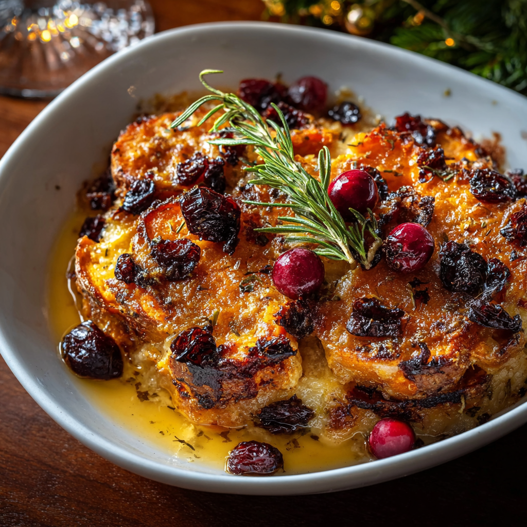 Golden bubbling gratin with cheese crust