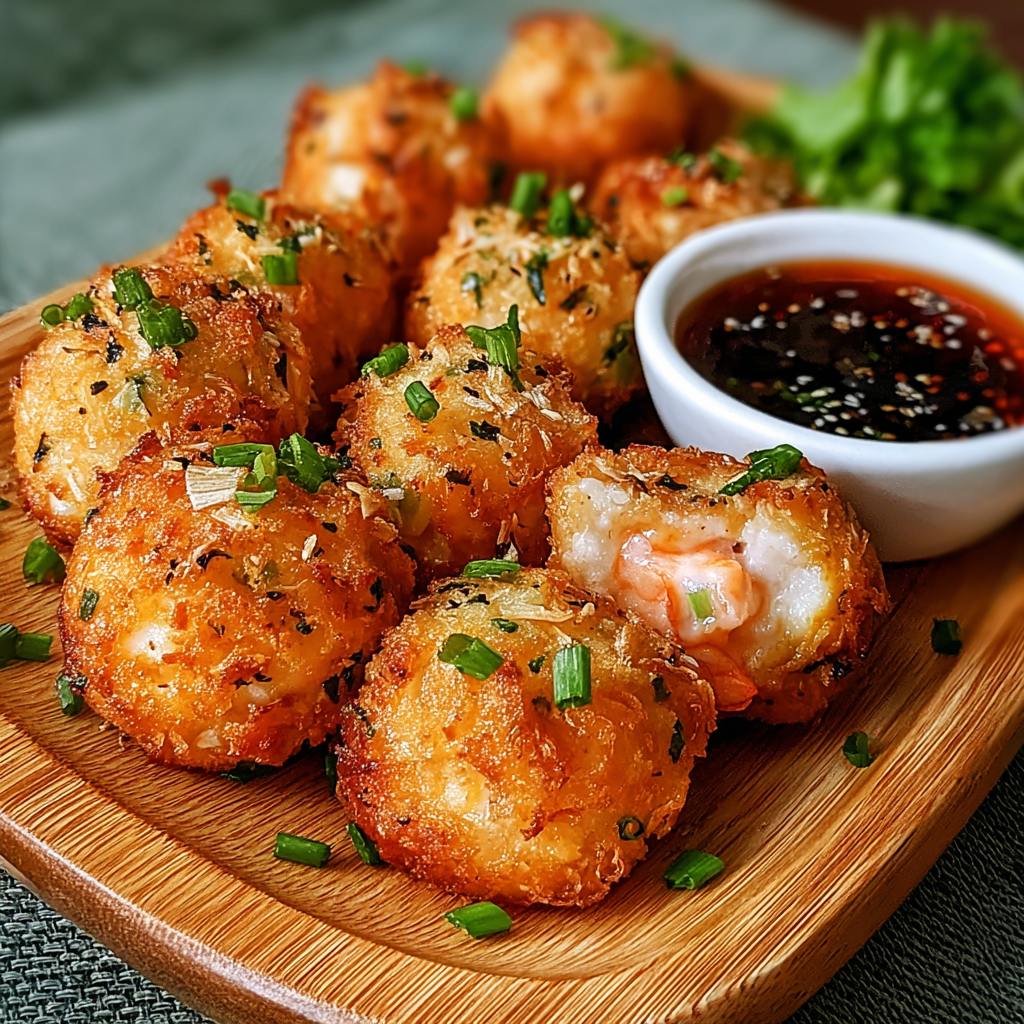 formed shrimp balls ready to fry