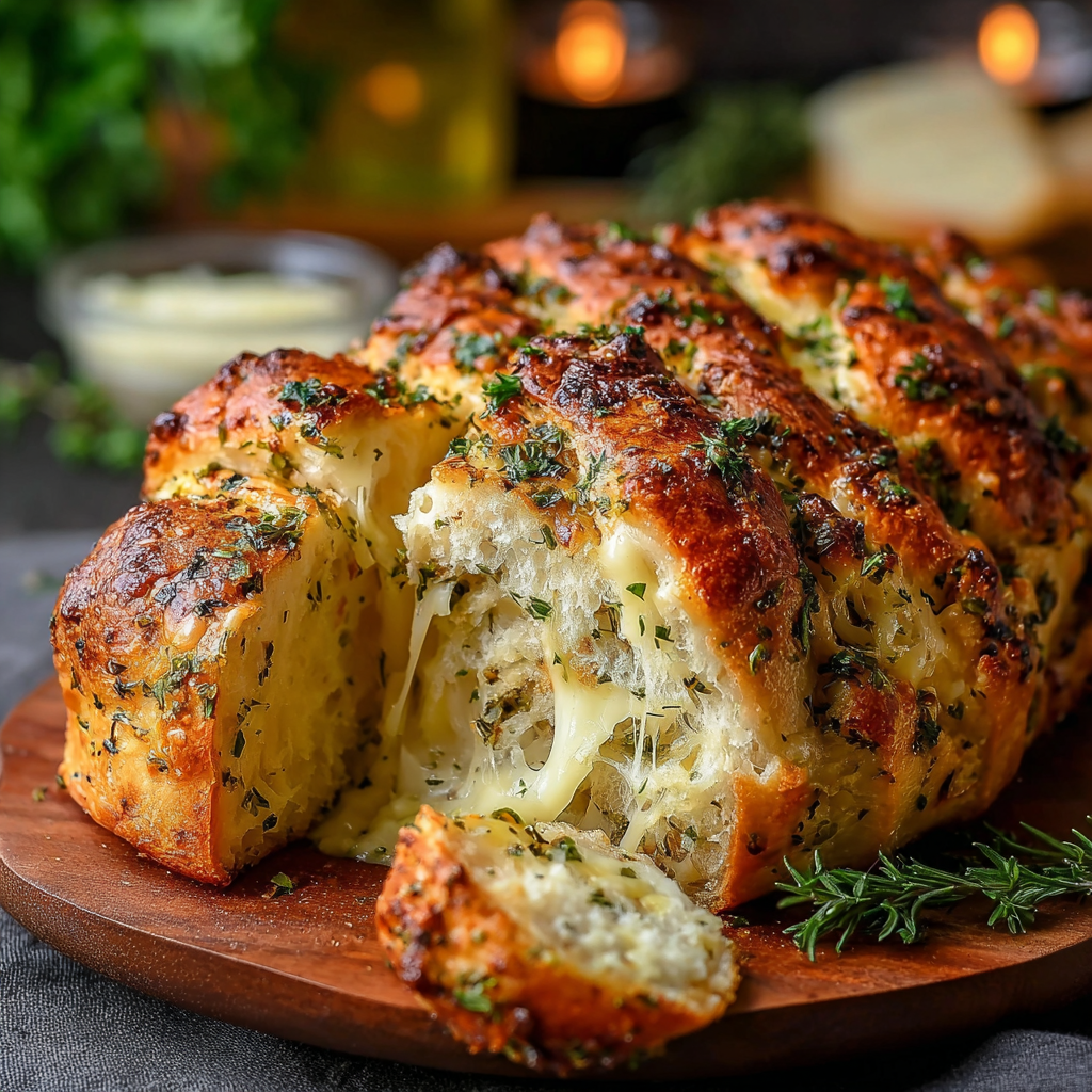 Italian herb cheese bread fresh from the oven