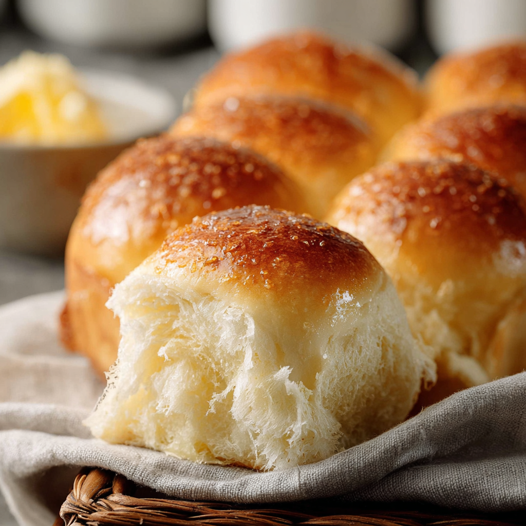 Freshly baked dinner rolls in a 9x13 pan