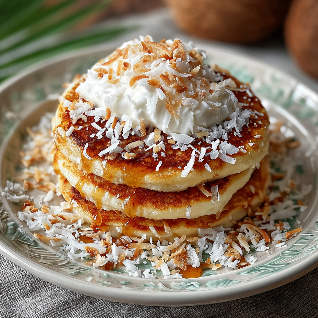 Bowl of batter and measuring spoons with coconut ingredients