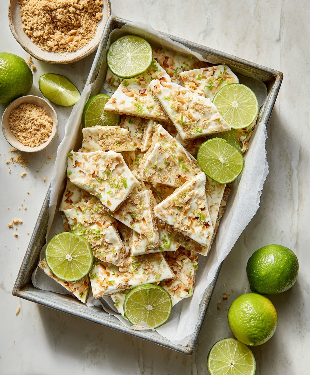 Frozen key lime bark broken into pieces on parchment