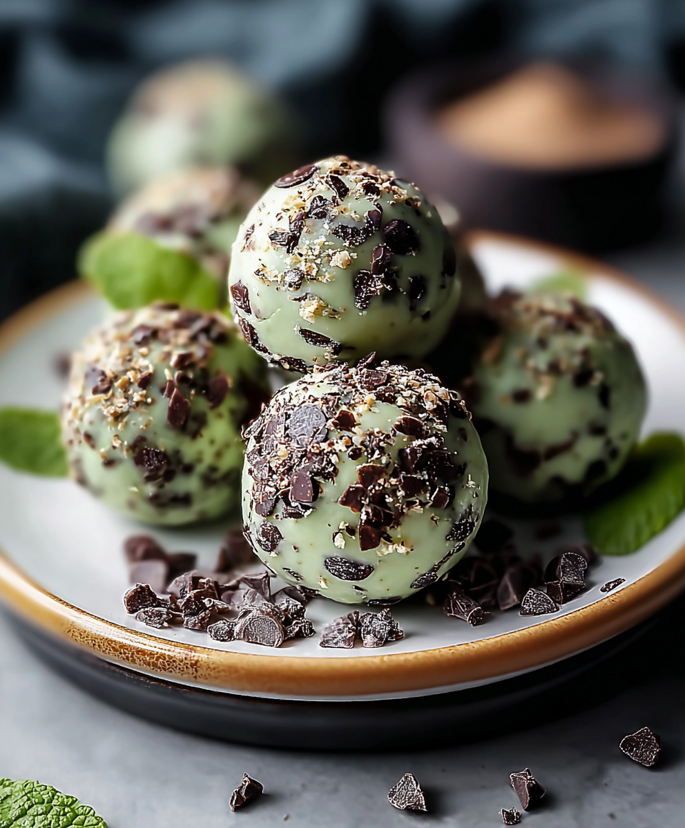 Mint chocolate chip protein balls ingredients laid out