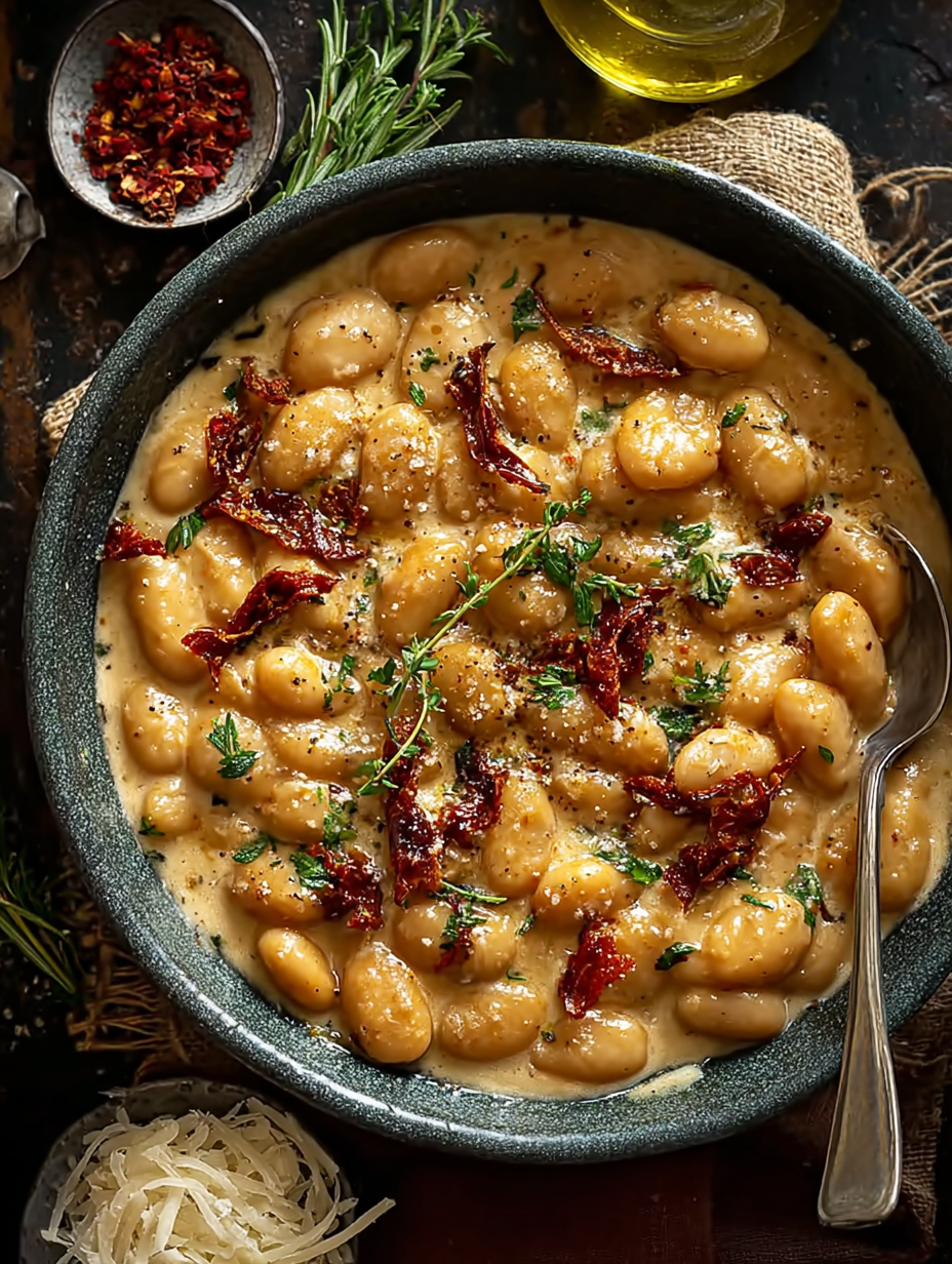 Ingredients laid out for Tuscan butter beans