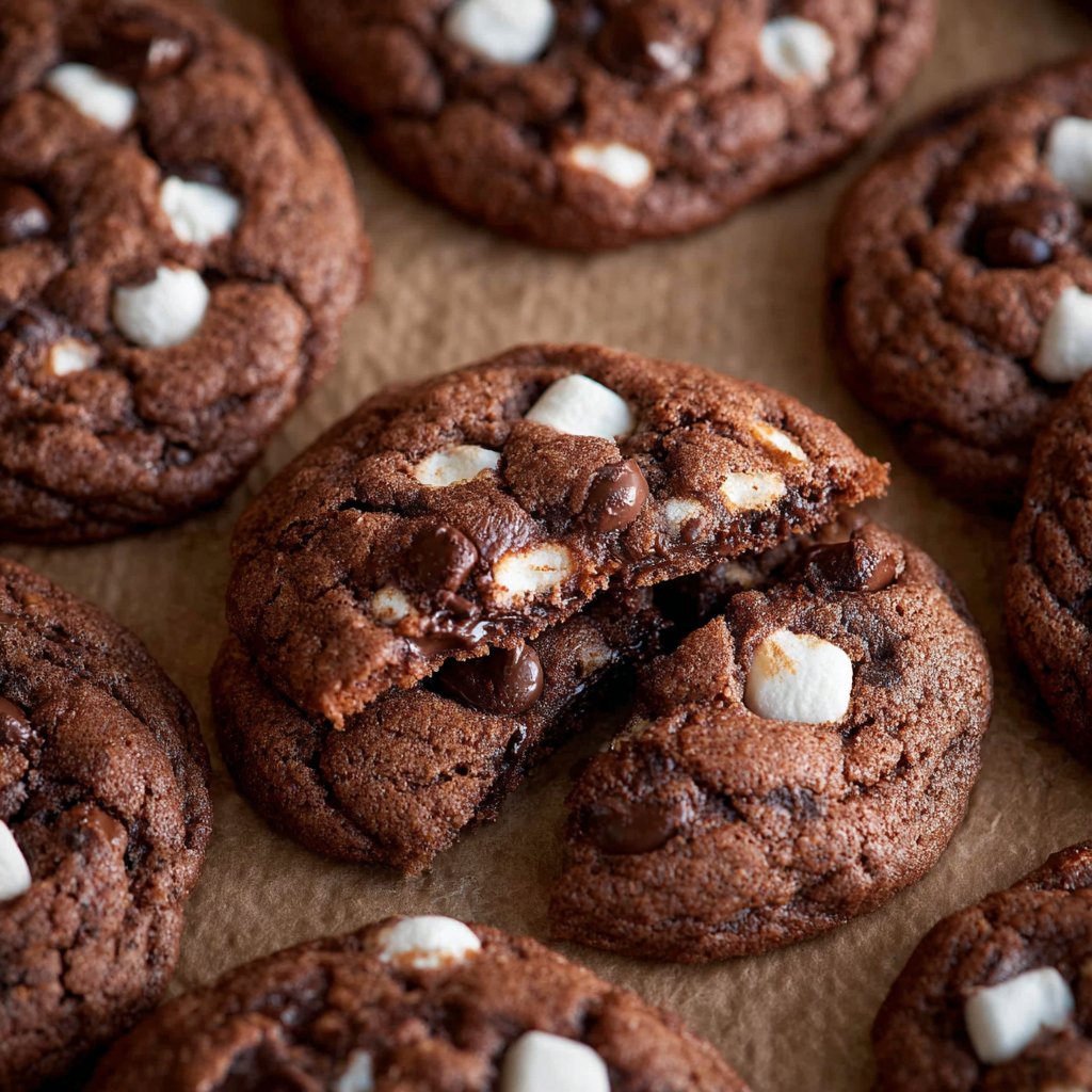 Baked hot chocolate cookies cooling on a wire rack