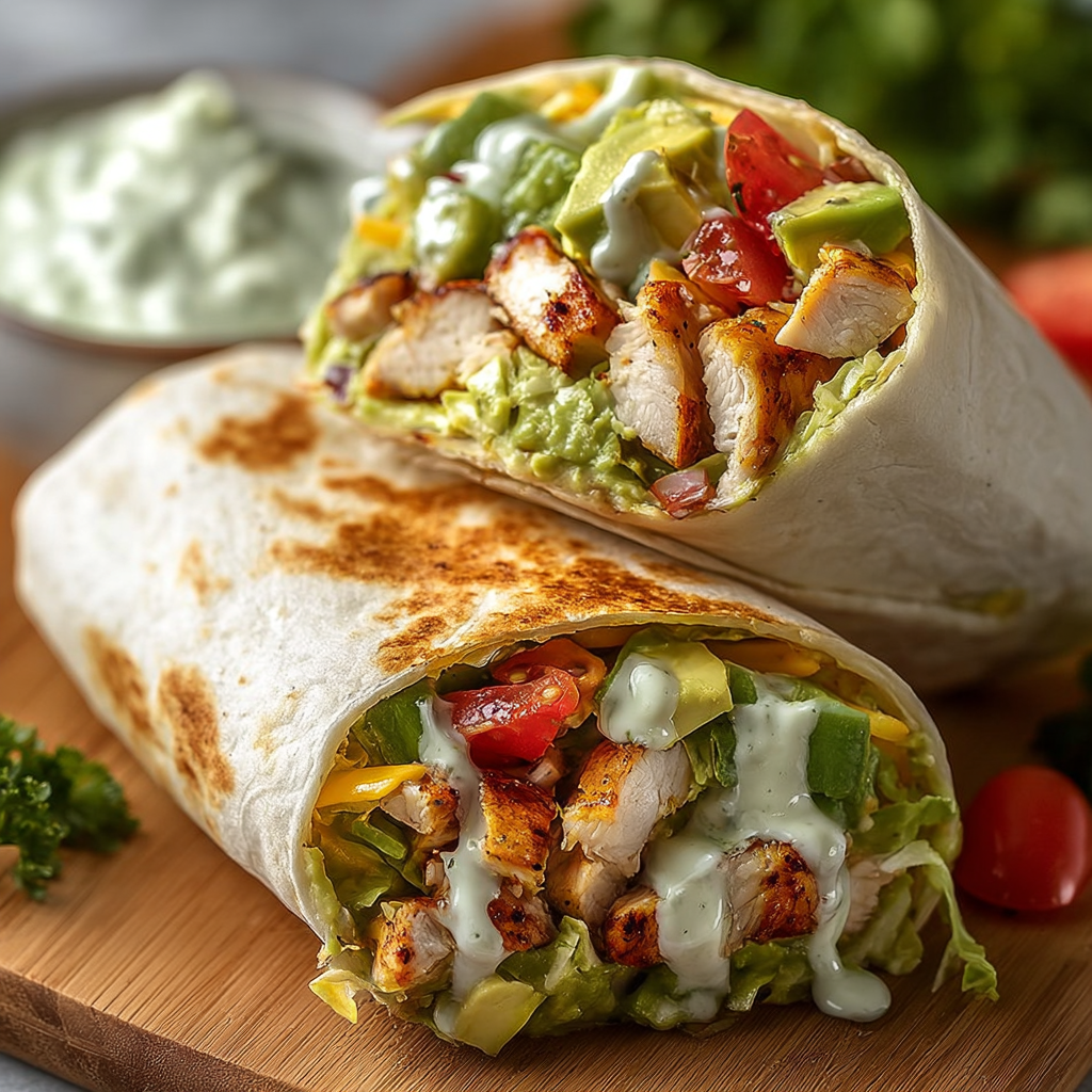 Close up of sliced burrito showing filling