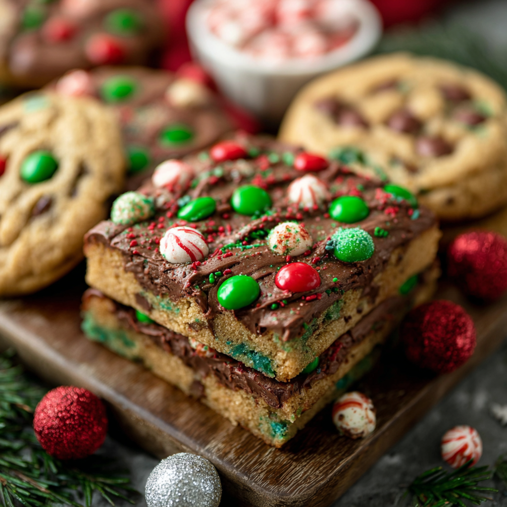 Decorated cookie bars cooling on rack