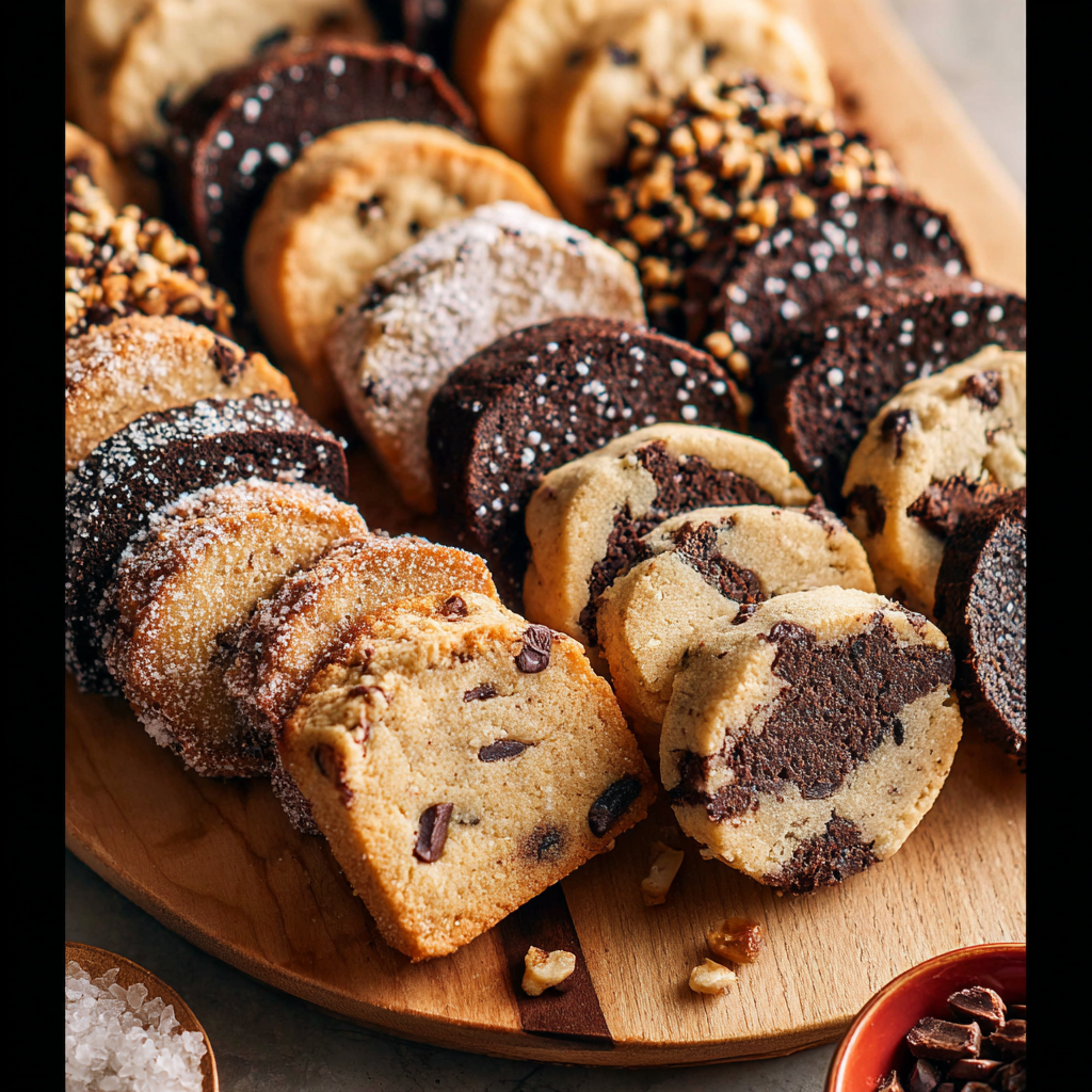 Assorted slice-and-bake cookies on a tray