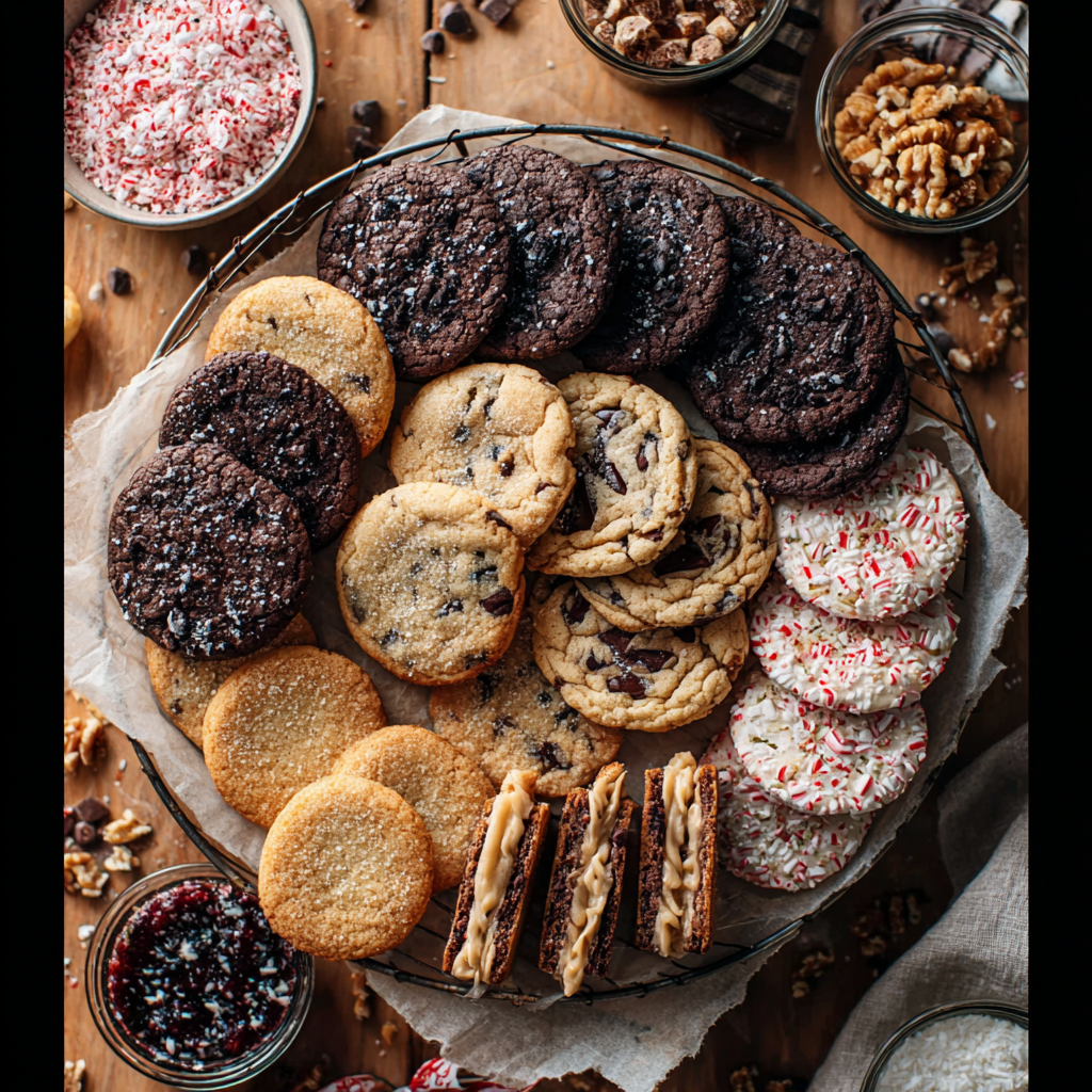 Close-up of chocolate and cherry cookies