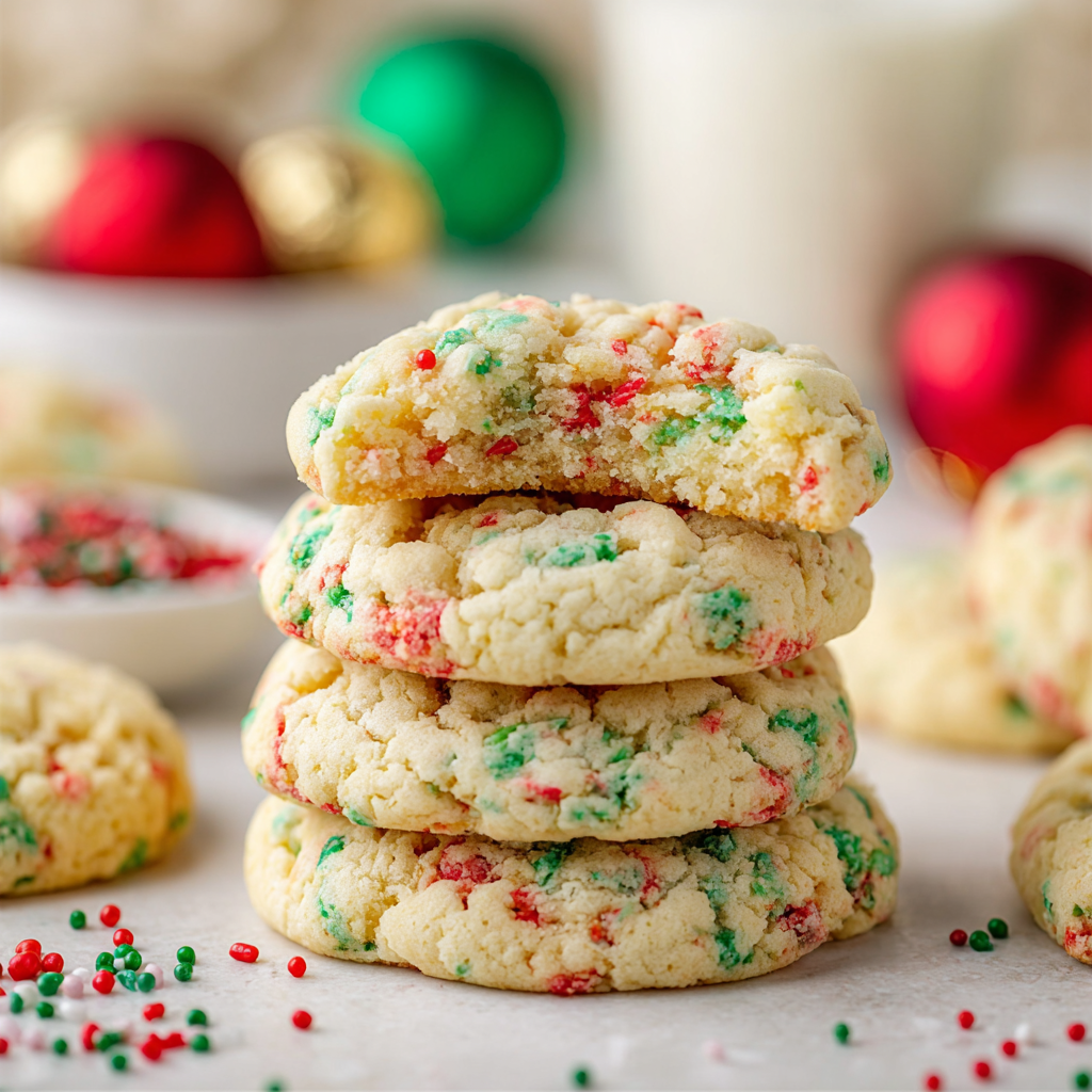 Finished Christmas gooey butter cookies on a rack