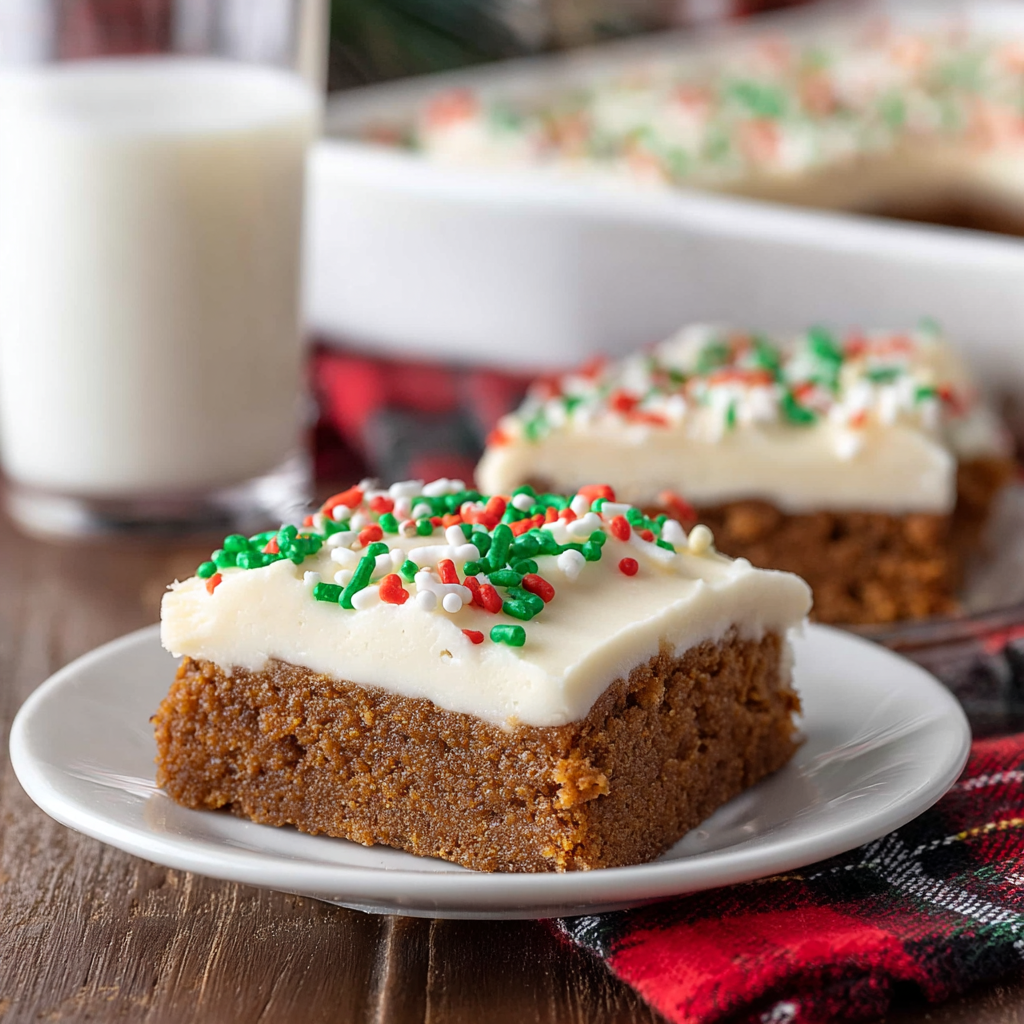 Gingerbread Cookie Bars in a pan