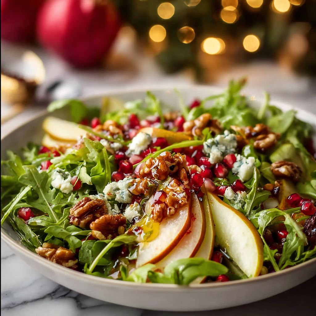 Close-up of pomegranate arils and crumbled feta