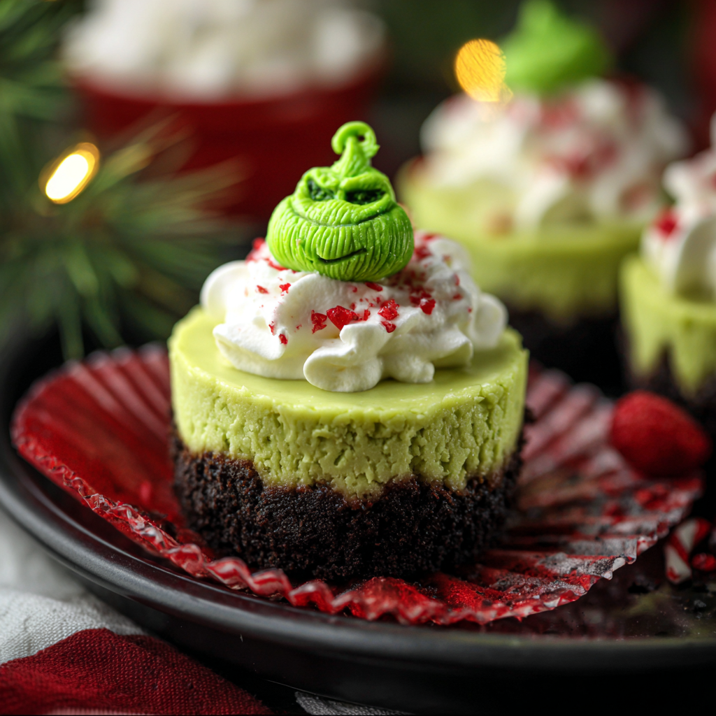 Close up of neon green cheesecake with whipped cream