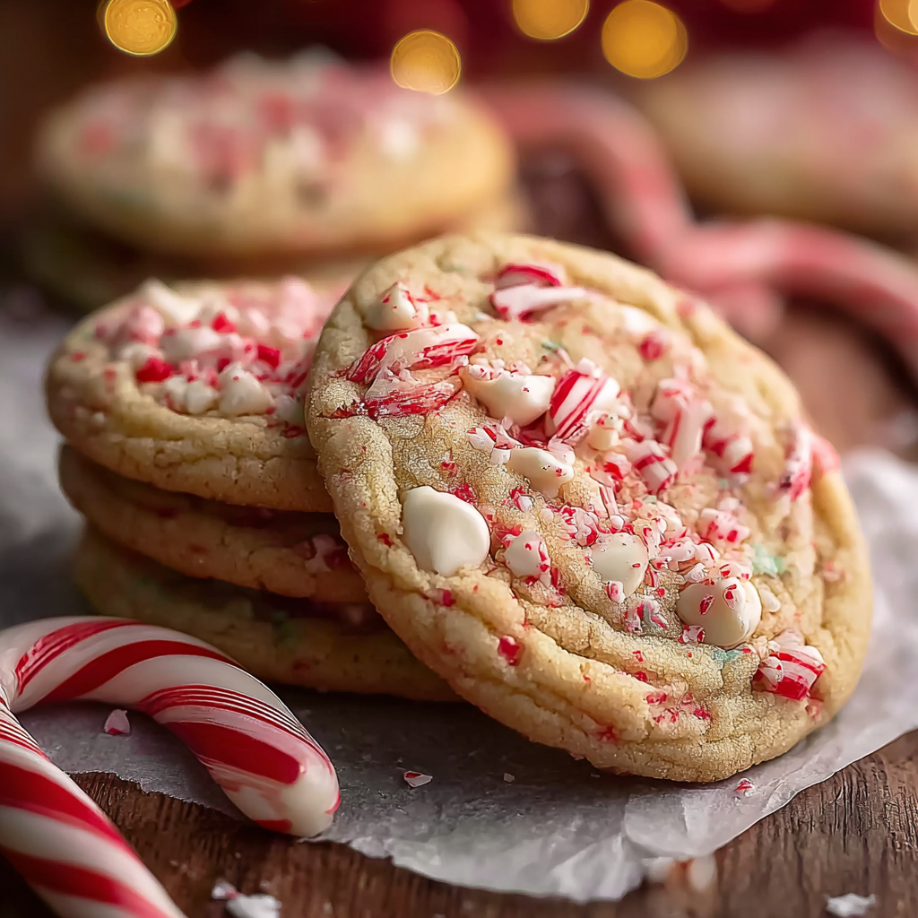 Close-up of cookie with white chocolate and peppermint