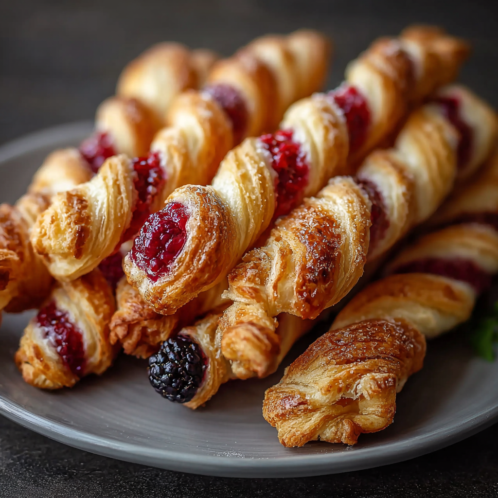 Berry Puff Twists on baking sheet