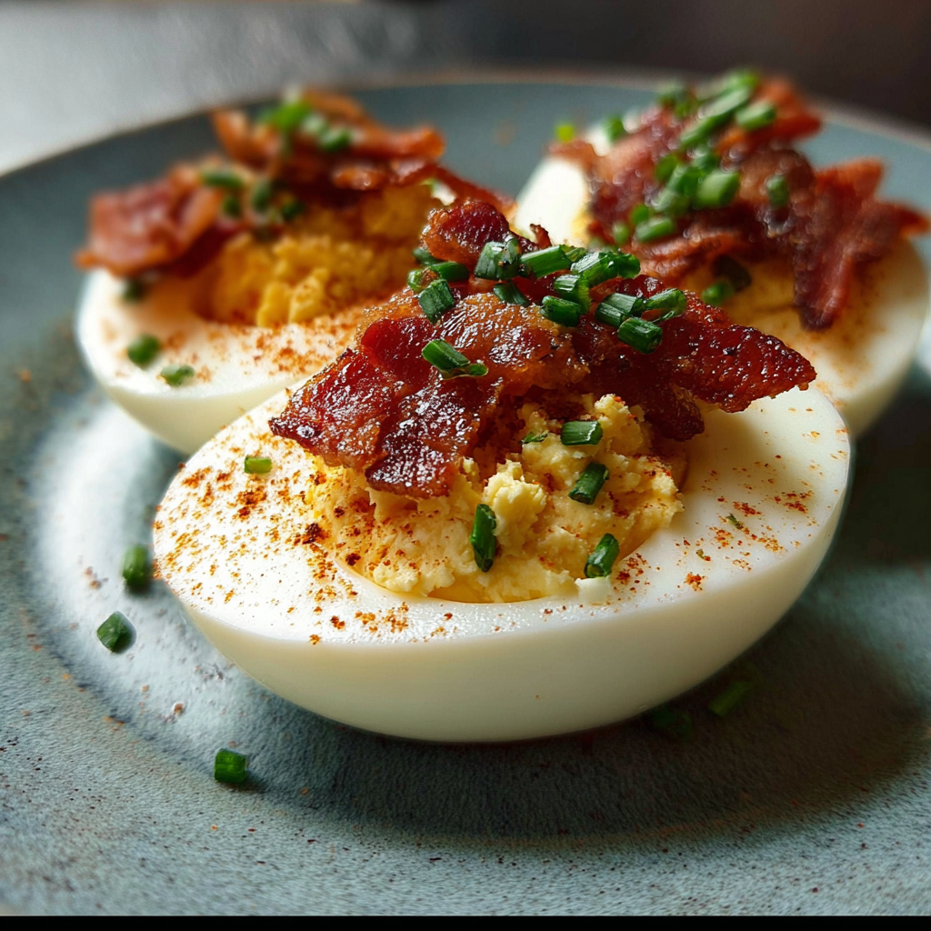 Boiled eggs and bacon ingredients