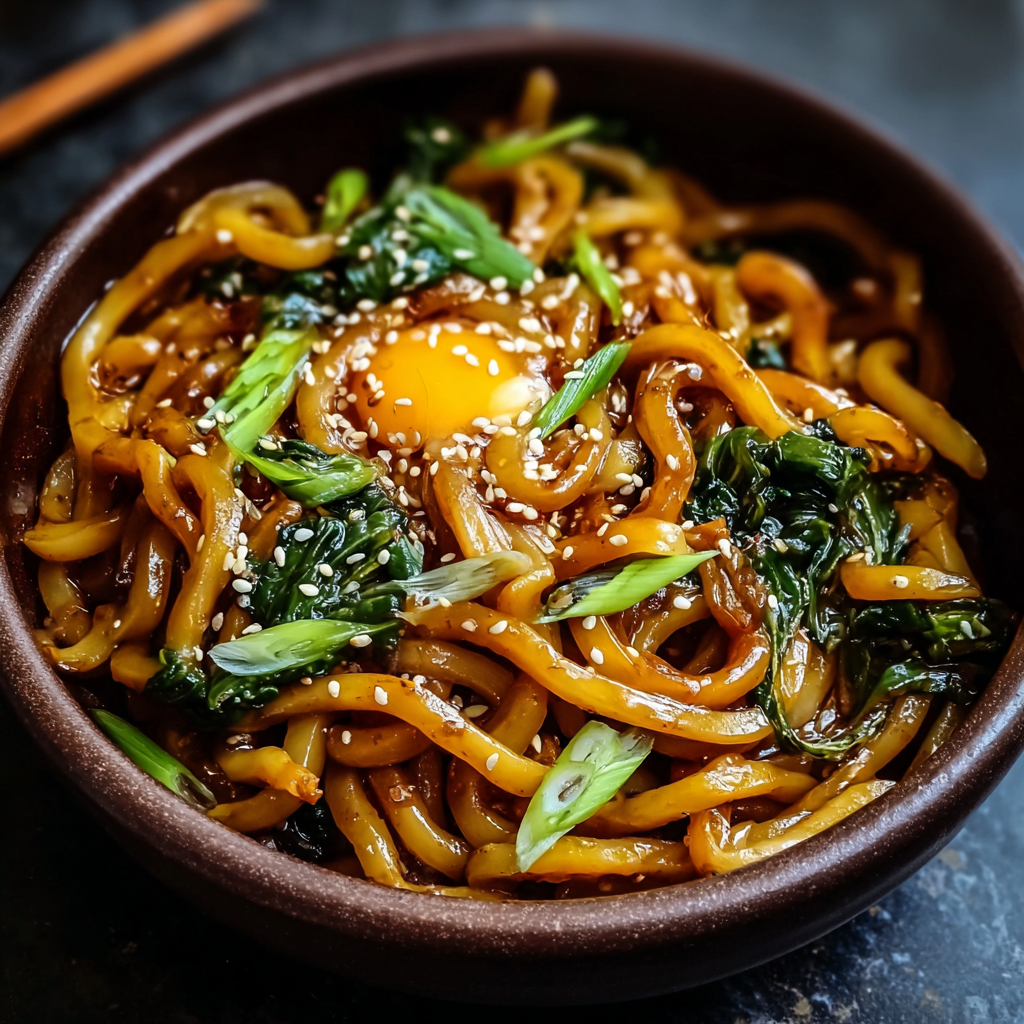 Simple Yaki Udon with Chicken and Crisp Vegetables