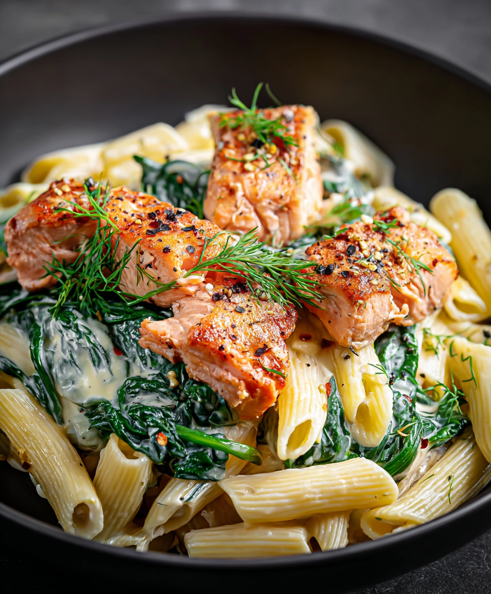 Salmon Spinach Pasta