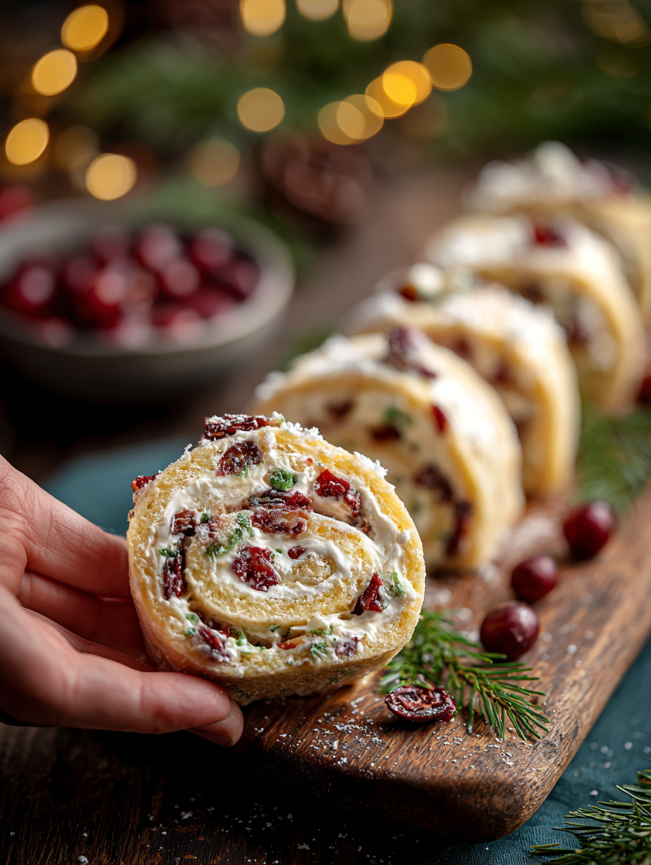 Close up of sliced cranberry roll ups