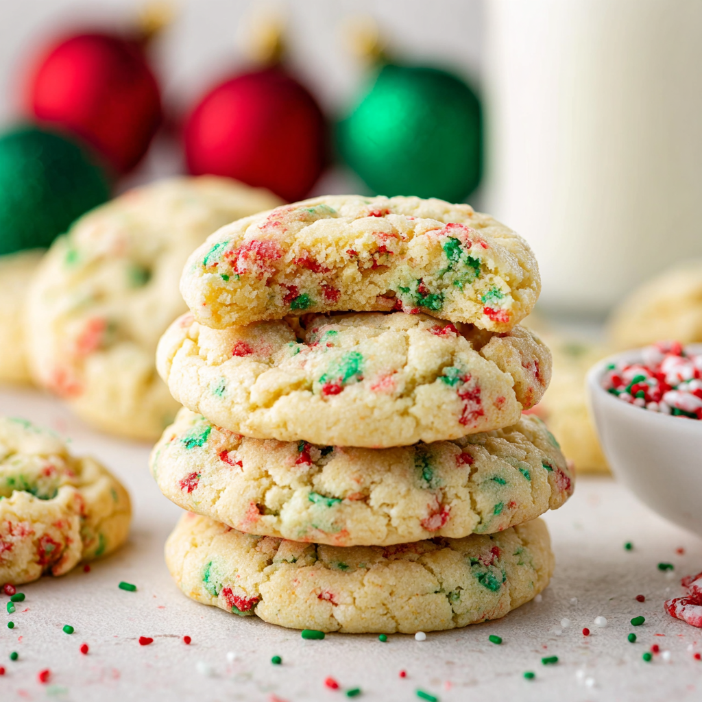 Christmas Gooey Butter Cookies on a cooling rack
