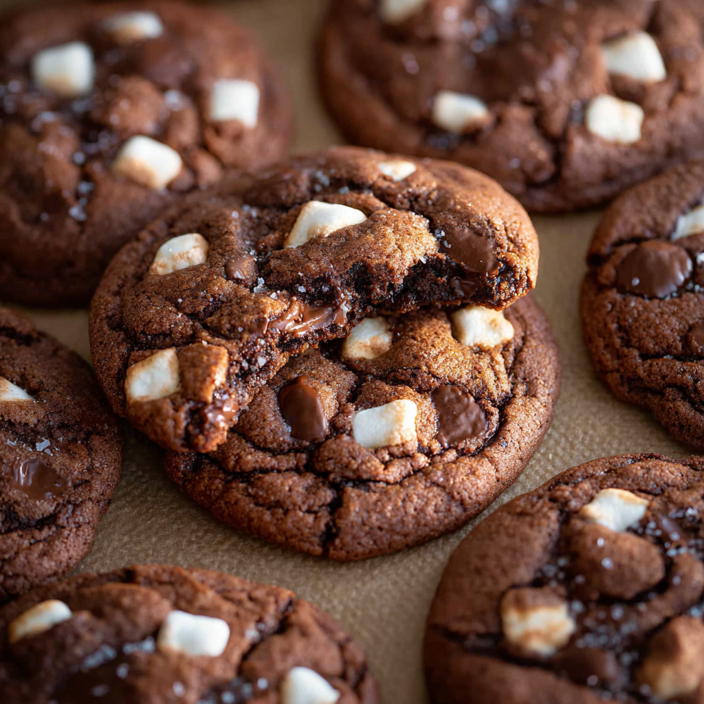 Fresh baked hot chocolate cookies on cooling rack
