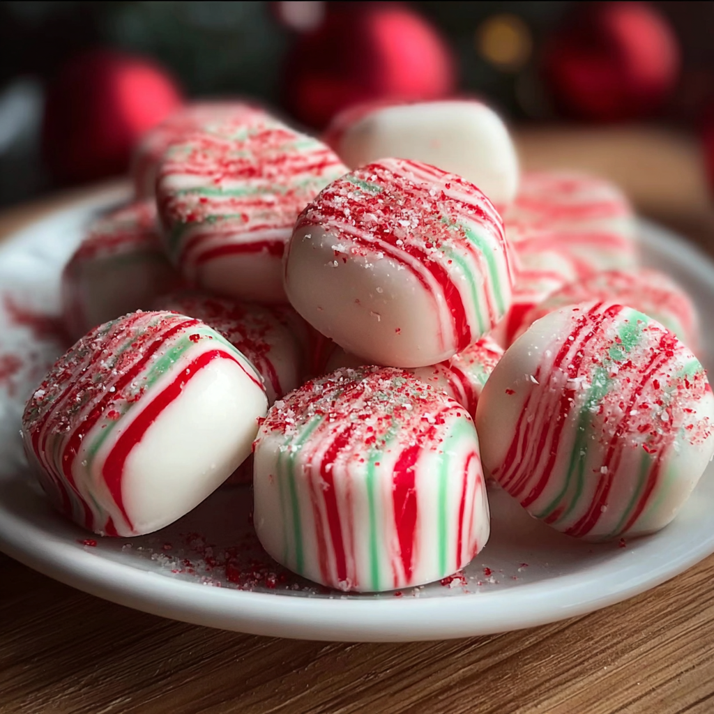 Close-up of striped peppermint rope