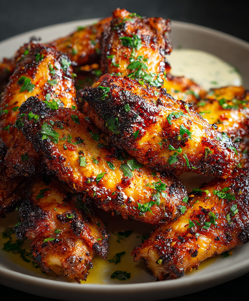 Cajun garlic chicken wings on a wire rack