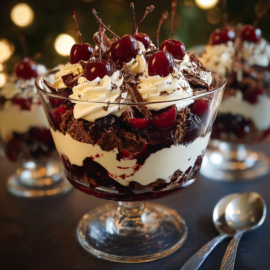 Close up of chocolate shavings and cherries