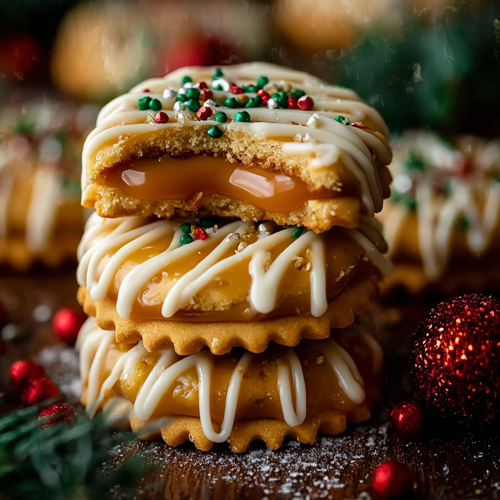 Platter of festive Ritz caramel cookies