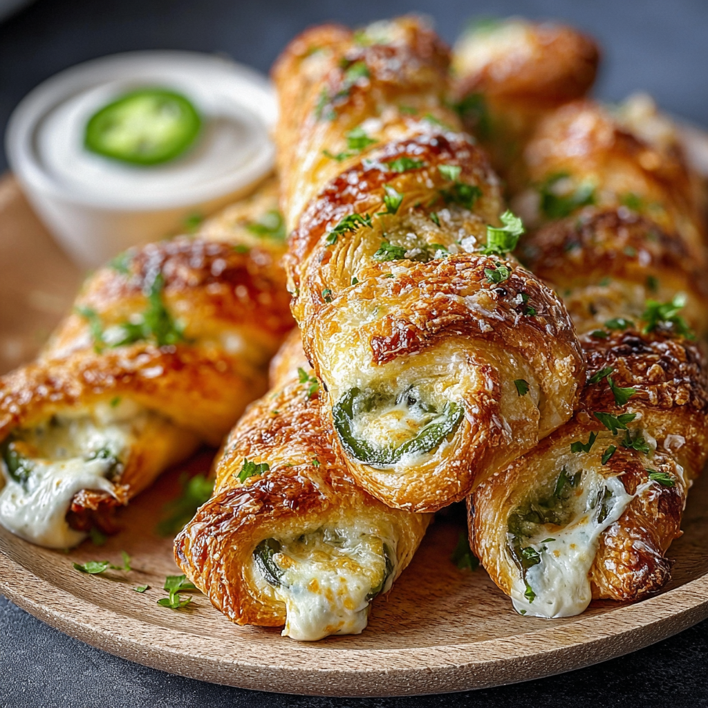 Close-up of a jalapeño popper roll cut open
