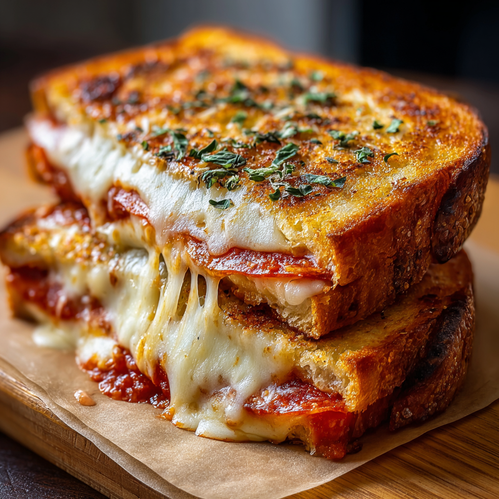 Pizza Grilled Cheese in skillet
