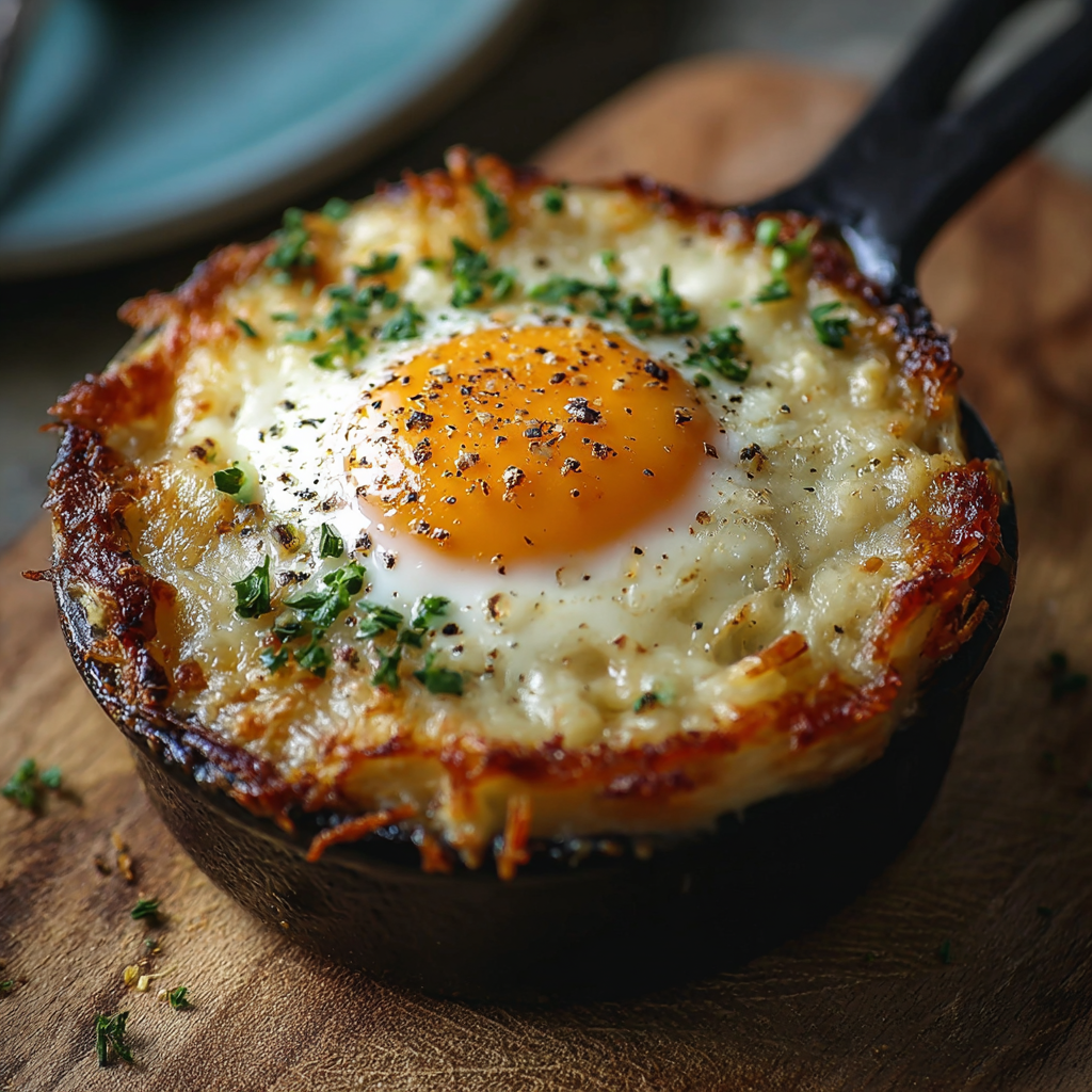 Puff pastry nests filled with spinach and eggs