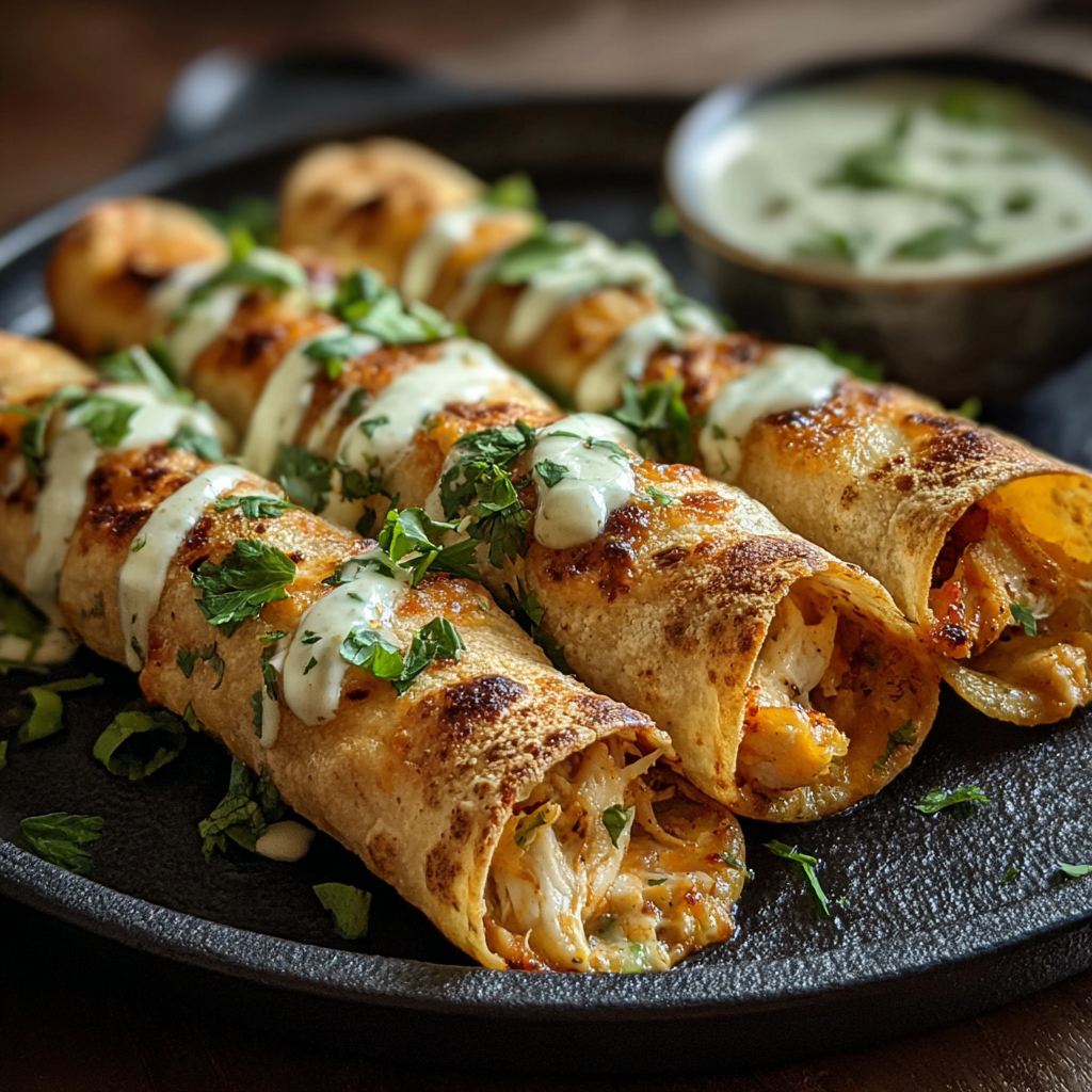 Taquitos served with guacamole and sour cream