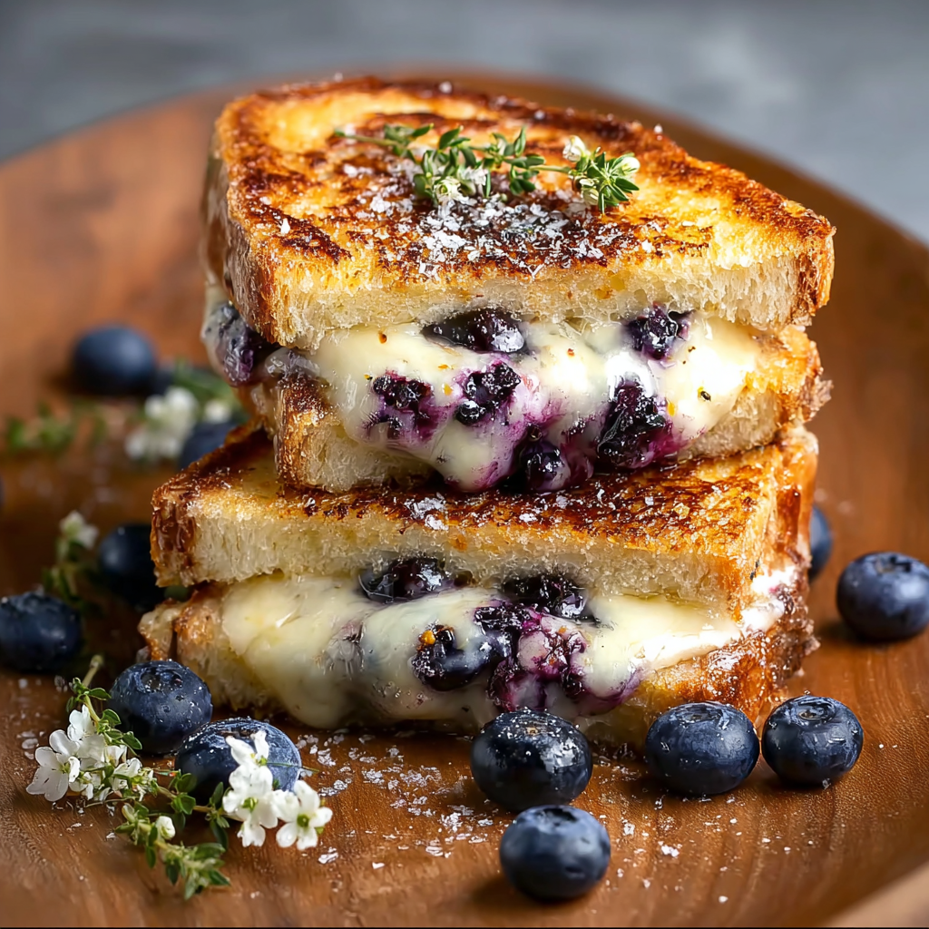 Blueberry grilled cheese melting cheese shot