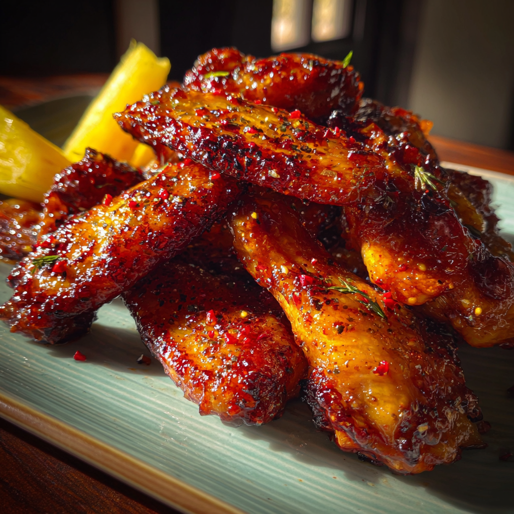 Close-up of sticky pineapple jalapeño glaze