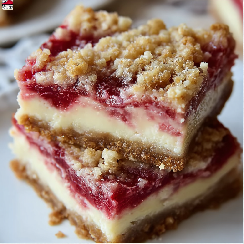 Rhubarb dessert bars with pecan crumble