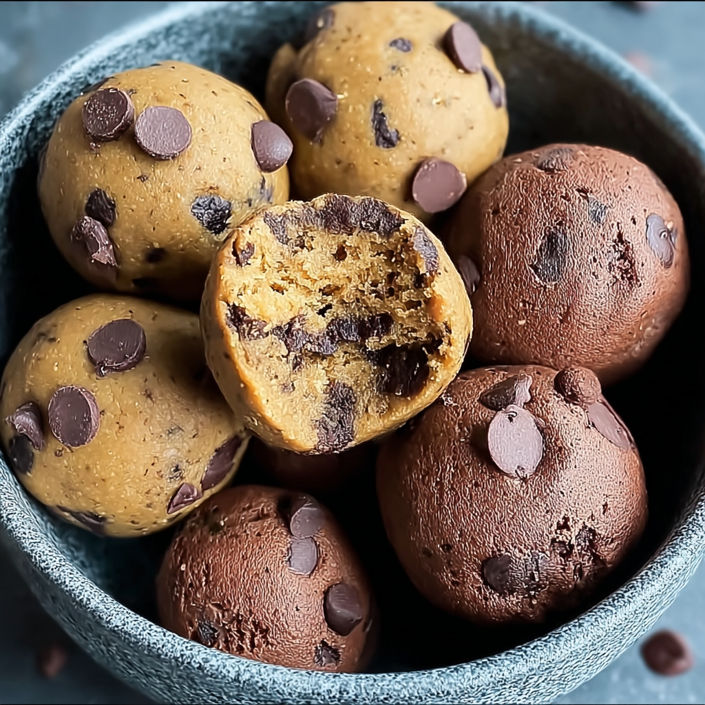 Brookie protein balls with halves showing