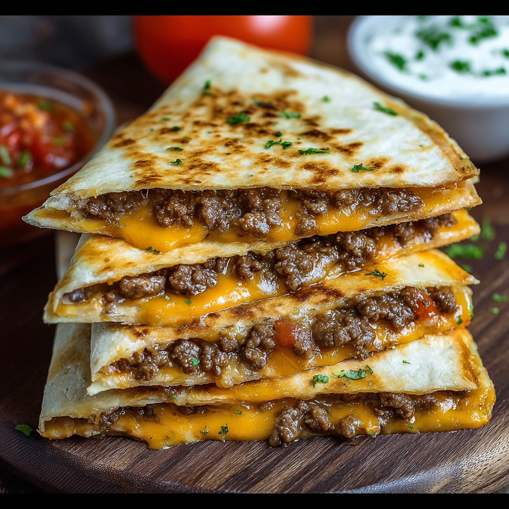 Smashburger Quesadilla cooking on a skillet