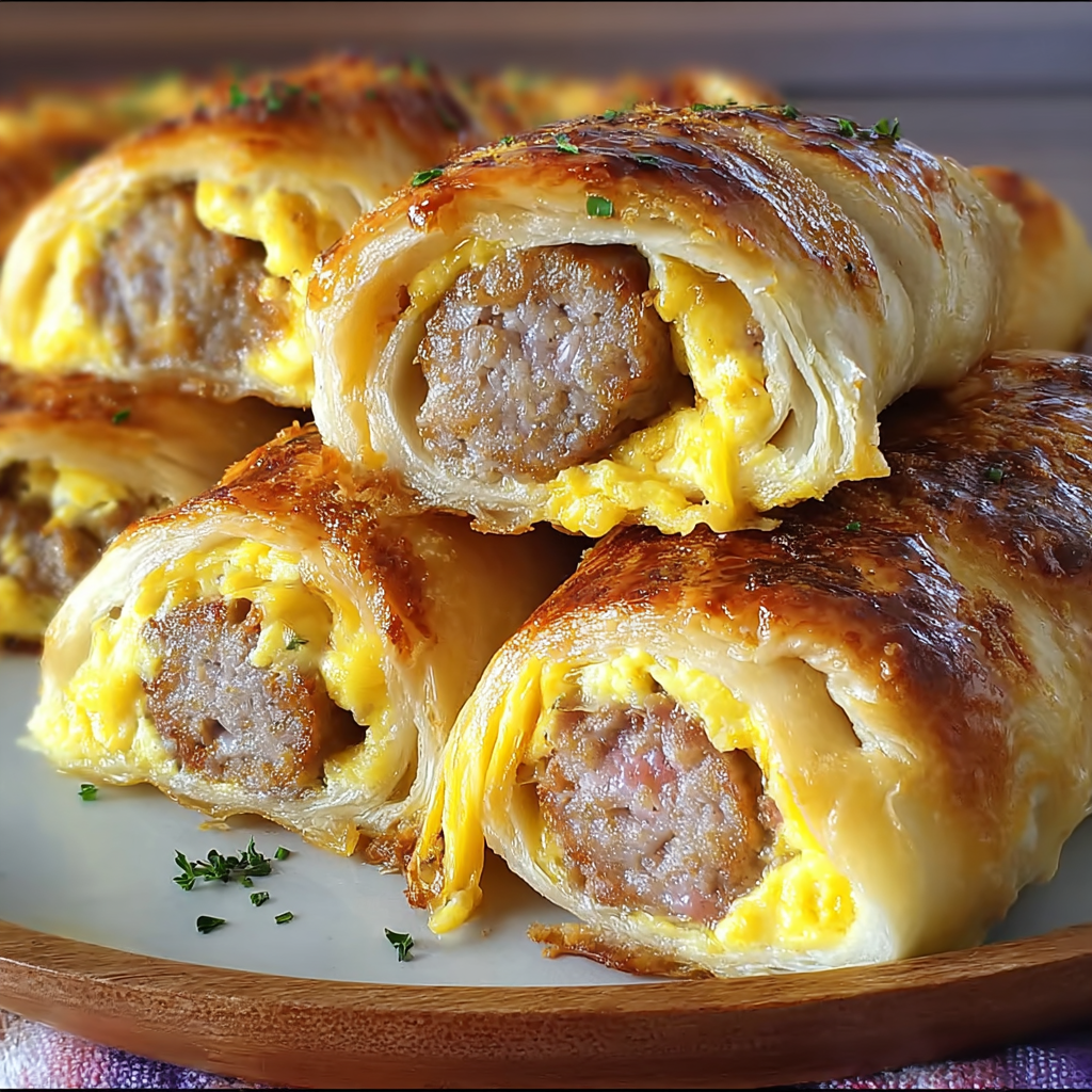 Close up of a sliced rollup showing egg and cheese