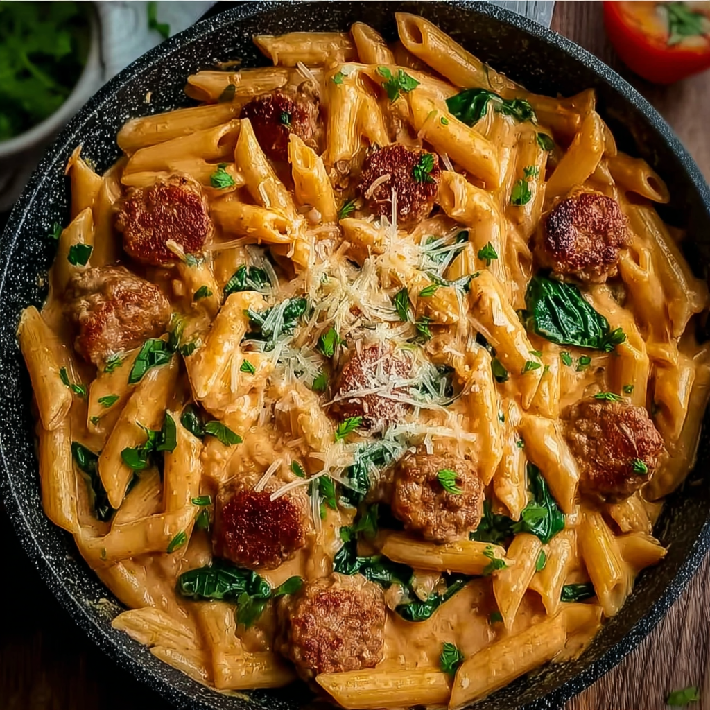 One Pot Creamy Cajun Sausage Pasta (30-Minutes)